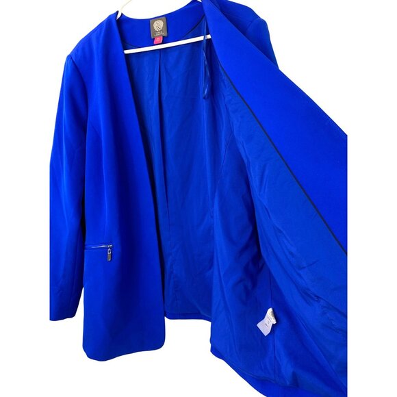 Vince Camuto Open Front Cobalt Blue Blazer Zip Pockets Size 18W GUC 8090 Relaxed - Picture 4 of 9